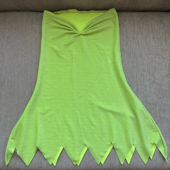 burdash bikinis neon green tinkerbell sparkly stretchy bodycon mini dress